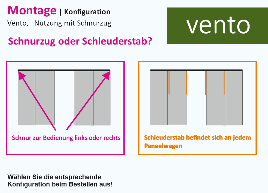 Seilzug oder Schleuderstab - die Montage wahlweise